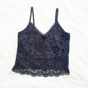 Carly Jean Velvet Lace Trim Longline Bralette